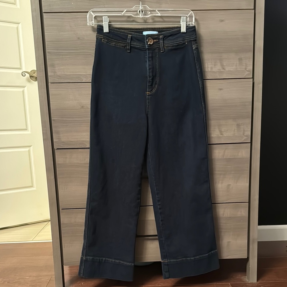 Women's LOFT High Waist Wide Leg Dark Blue Jeans